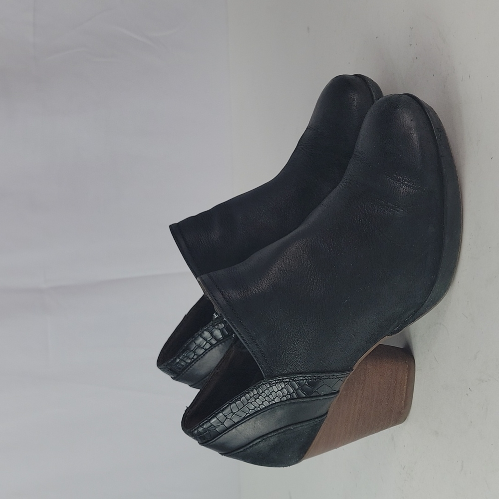 Dansko Black Ankle Boots with Brown Heel